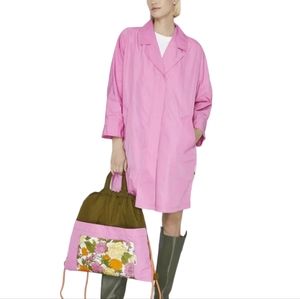Gap Size L PREPPY PINK LONG TRENCH COAT JACKET Preppy COTTON cottagecore